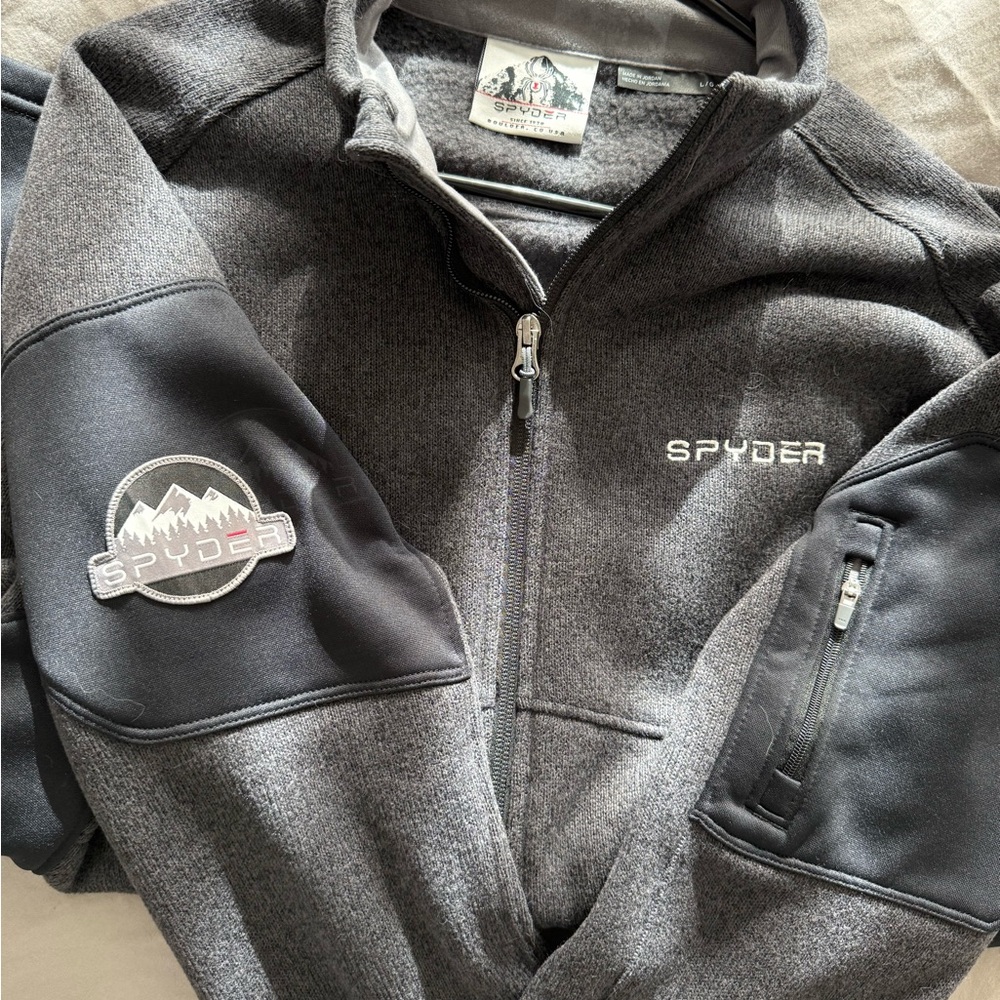 Men’s Spyder Charcoal and Black Full-Zip Jacket L - Picture 3 of 5